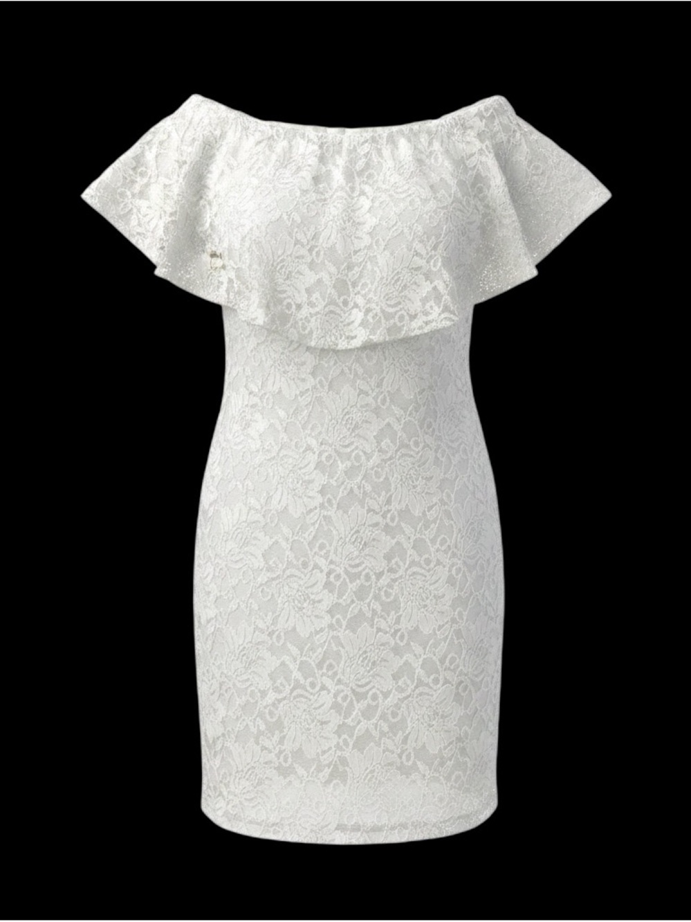 Thalia Sodi Lace Strapless Sheeth Dress Large White Lace Knee Length Formal